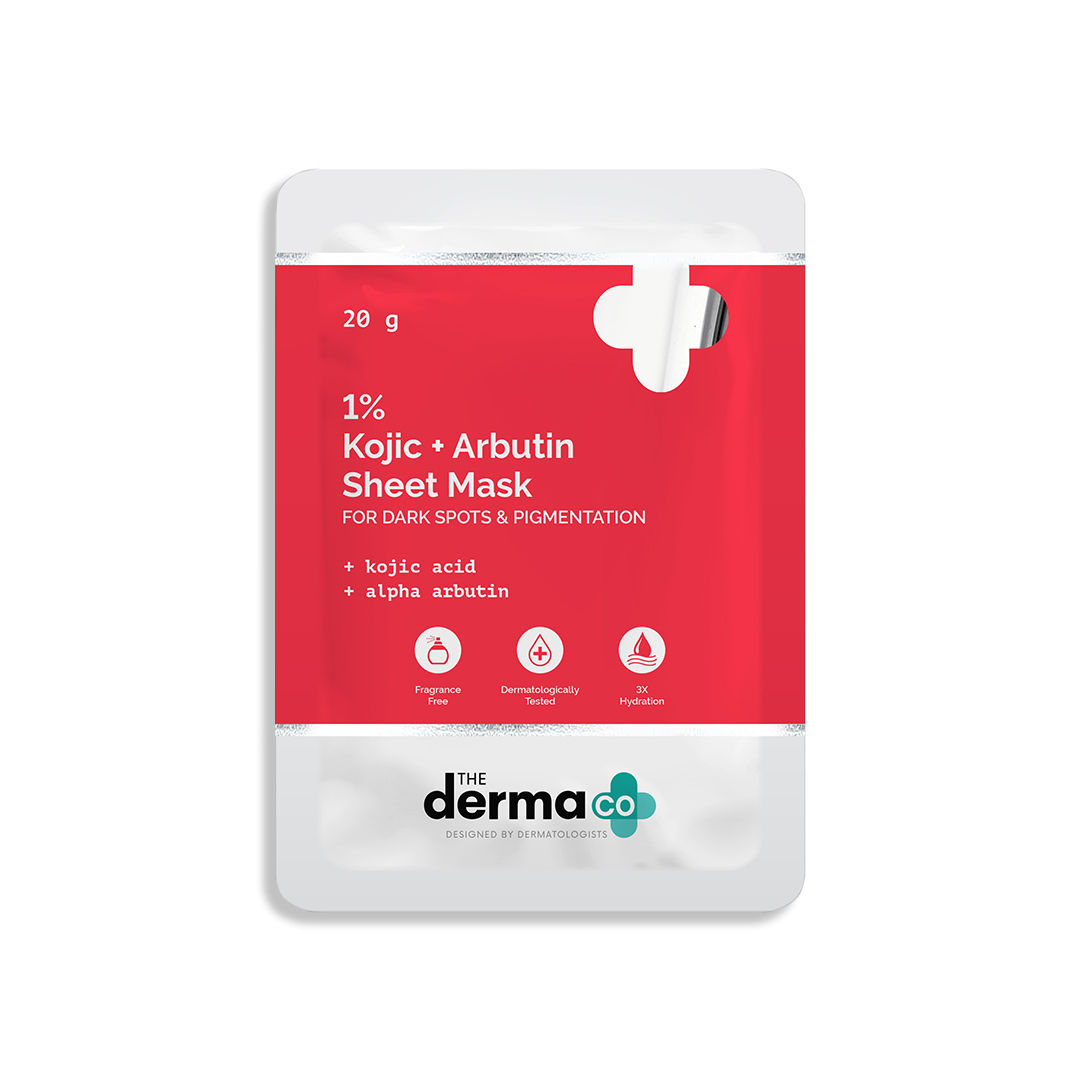 The Derma Co 1% Kojic Acid + Arbutin Face Serum Sheet Mask With Kojic Acid & Alpha Arbutin